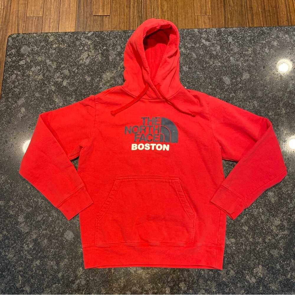 The North Face Sweater Mens M Red Pullover Hoodie Pocket Cotton Pocket Boston